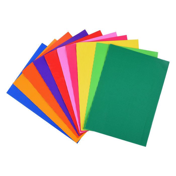 ewtshop®  20 Blatt Bastel-Wellpappe, 10 Verschiedene tolle Farben, doppelseitig gefärbt, DIN A3