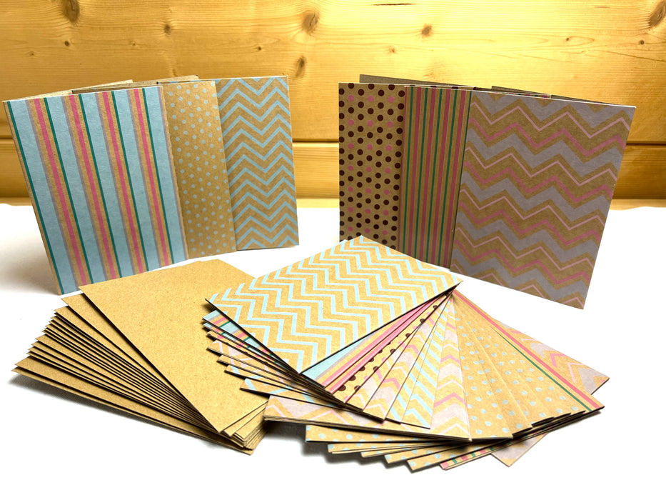 ewtshop Karten-Set mit 36 Kraftpapierkarten in 6 Designs + 36 Umschläge, DIN A6