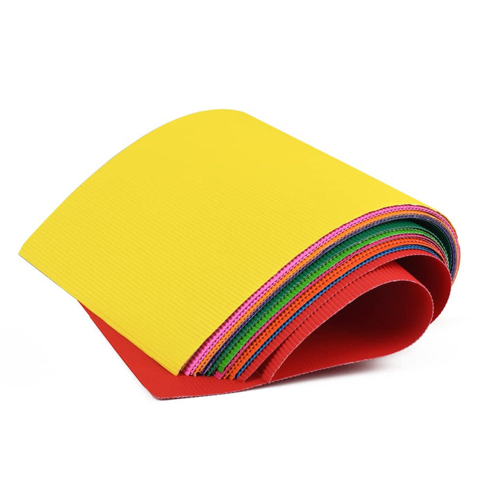 ewtshop® 20 Blatt Bastel-Wellpappe, 10 tolle Farben, doppelseitig gefärbt, Bunte Wellpappe DIN A3