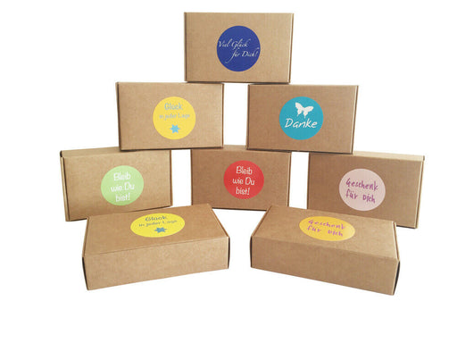 12 braune Geschenkboxen "Natur" für kleine Geschenke, Candy-Boxen, 24 Aufkleber - ewtshop