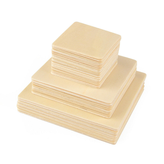ewtshop 40 Holz-Quadrate, 3 Größen: 10 cm + 8 cm + 5 cm, für Bastelarbeiten