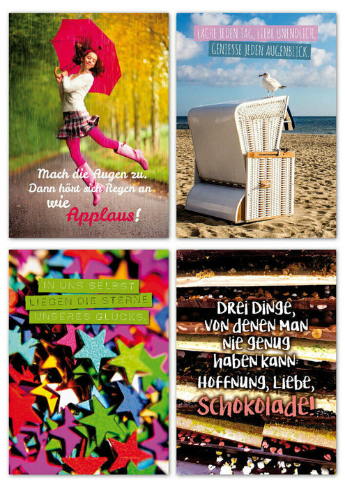 ewtshop 20er Postkarten Set Freude mit 20 Sprüchen & Zitaten Grußkarten - ewtshop