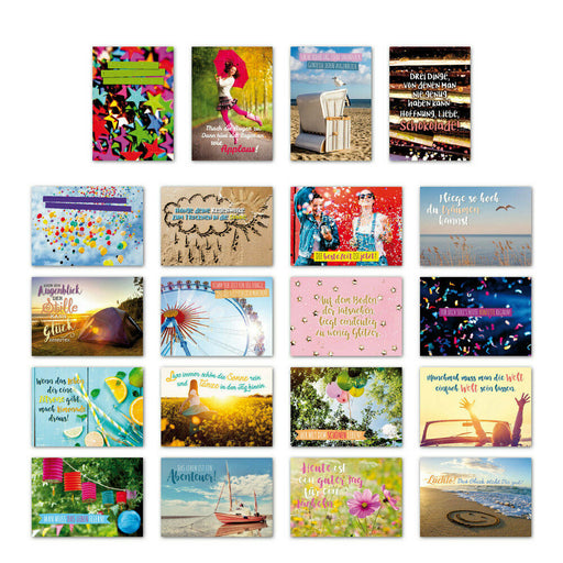 ewtshop 20er Postkarten Set Freude mit 20 Sprüchen & Zitaten Grußkarten - ewtshop