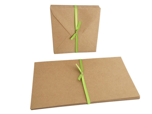 60tlg. Set Briefumschläge / Kuverts und Klappkarten aus Naturkarton, quadratisch - ewtshop