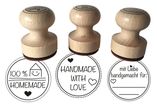 Stempel 3er Set "Mit Liebe handgemacht, 100 % Homemade und Handmade with Love - ewtshop