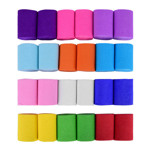 ewtshop 24 Krepp-Bänder, 12 Verschiedene Farben, jeweils 10 Meter x 5 cm - ewtshop