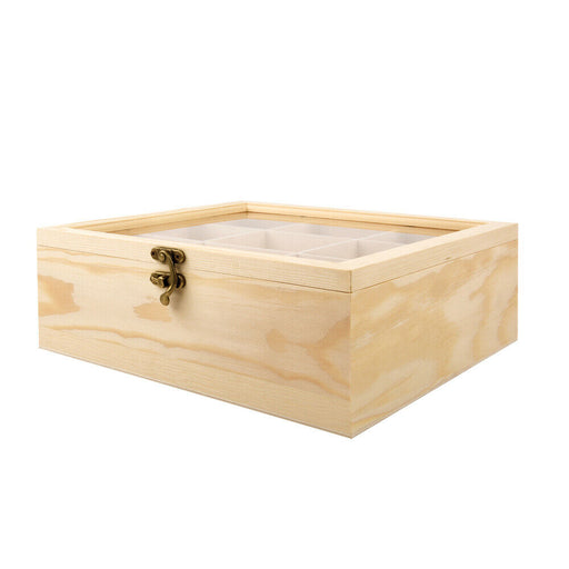 ewtshop Sortierbox aus Holz, Aufbewahrungsbox mit 9 Fächern mit je 7,5x7,5x7 cm - ewtshop
