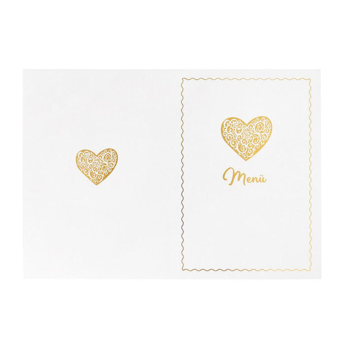 Menükarten in weiß mit gold, 20 Stück, im Format DIN A5 gefaltet für Hochzeit - ewtshop