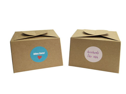 12 Boxen aus Naturkarton + 24 Geschenkaufkleber für Kuchen, Kekse, Cupcakes - ewtshop