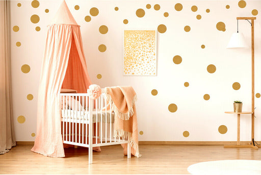 ewtshop 48 Wandtattoo, Gold Aufkleber, Punkte für Kinderzimmer und Wohnräume - ewtshop