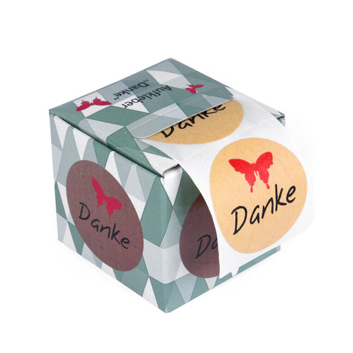 Kraftpapier-Stickerset in praktischer Spenderbox: 100 Stück Etiketten "Danke" - ewtshop