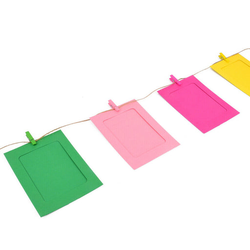 ewtshop 50 Papier-Bilderrahmen aus Pappe in 10 Farben +Schnur +Wäscheklammern - ewtshop