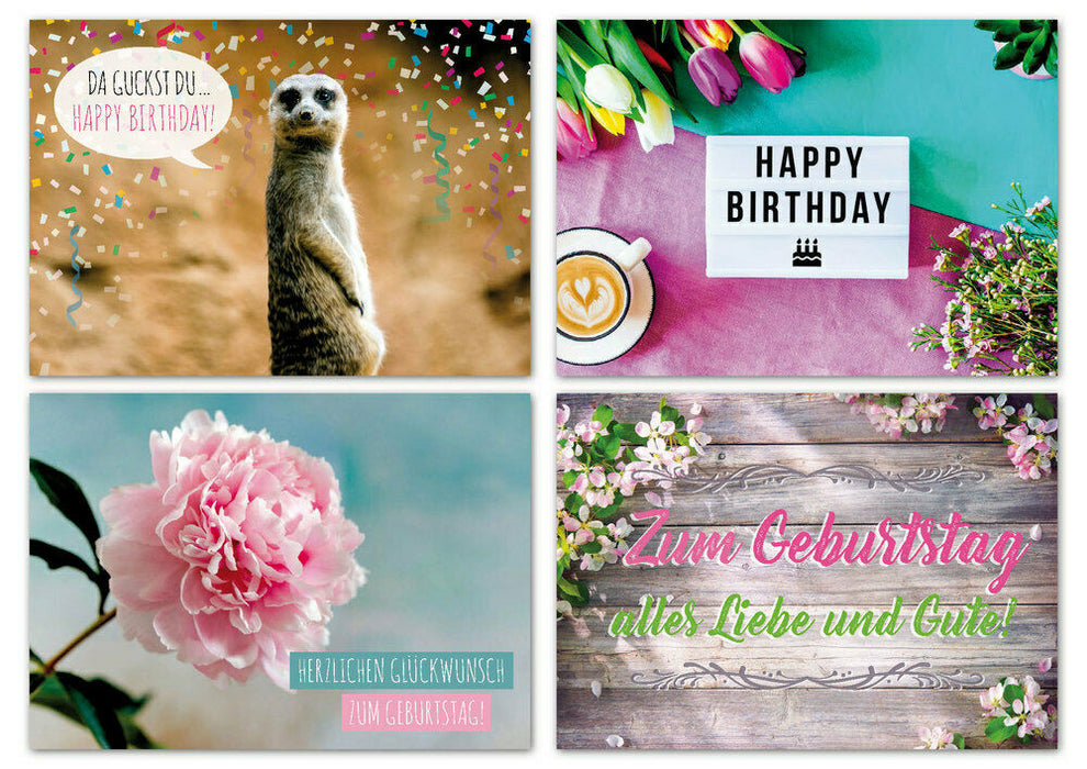 ewtshop 20er Postkarten Set Geburtstag mit 20 Sprüchen & Zitaten, Grußkarten - ewtshop