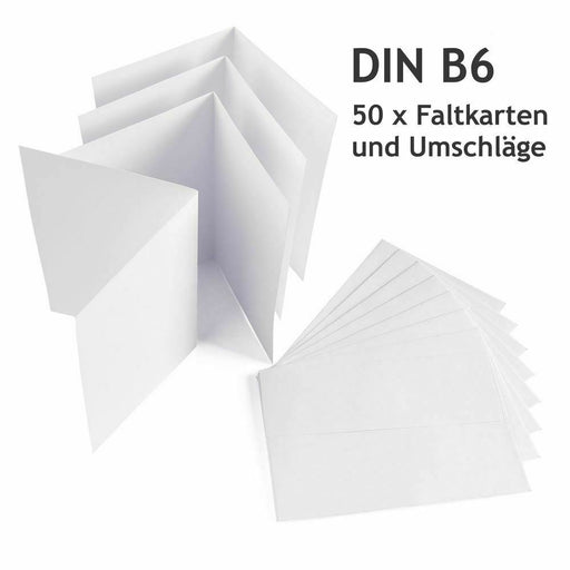 Jumbo-Set 50 x Faltkarten DIN B6 weiß + 50 x Umschläge, blanko - ewtshop