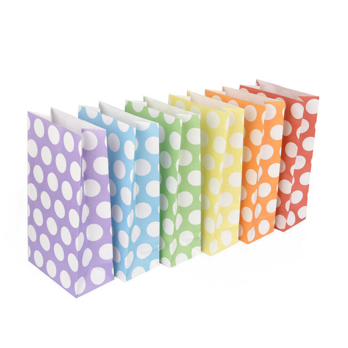ewtshop 24 Geschenktüten in 6 verschiedenen Farben mit weißen Punkten+Aufkleber - ewtshop