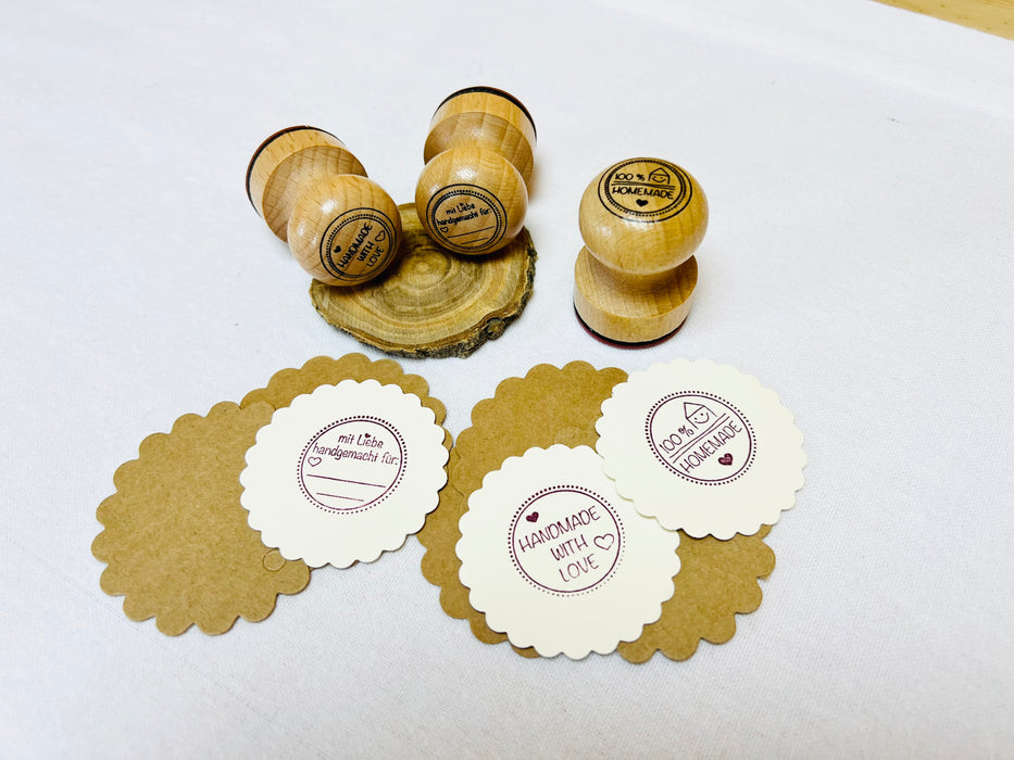 Stempel 3er Set "Mit Liebe handgemacht, 100 % Homemade und Handmade with Love