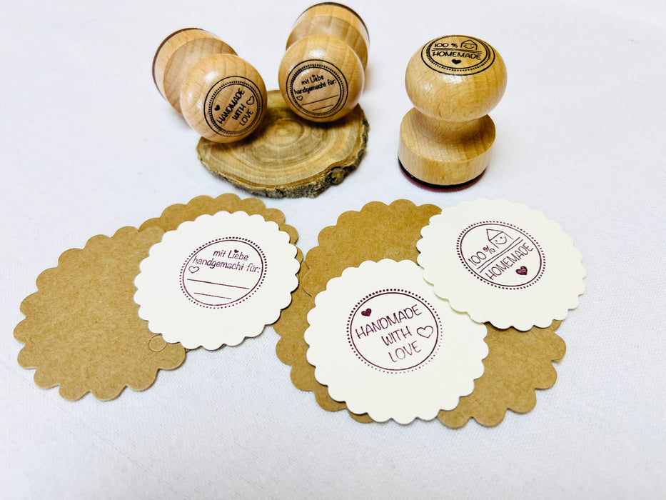 Stempel 3er Set "Mit Liebe handgemacht, 100 % Homemade und Handmade with Love