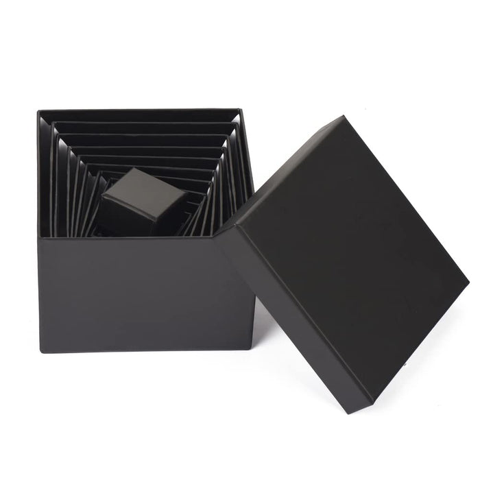 ewtshop® quadratische Geschenkboxen, 12er Set, stabiles Material mit feinem Kraftpapier überzogen - schwarz für Geschenke Ostern Weihnachten Hochzeit Geburtstag