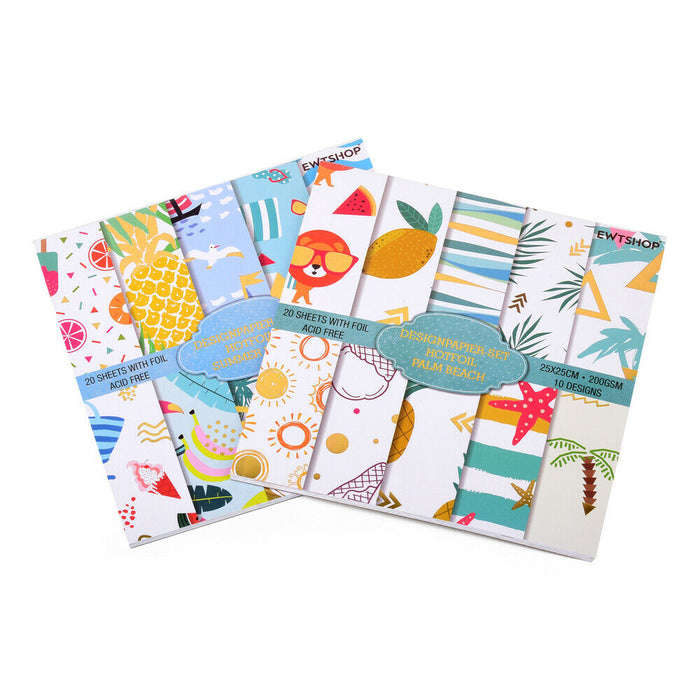 ewtshop Motivpapier, 48 Bögen im Format 30,5 x 30,5cm, Summer Vibes, Palm Beach - ewtshop