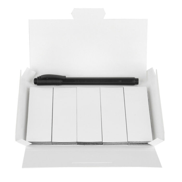 ewtshop 30 beschreibbare Magnetstreifen mit Stift, weiß - 100 x 30 mm - ewtshop