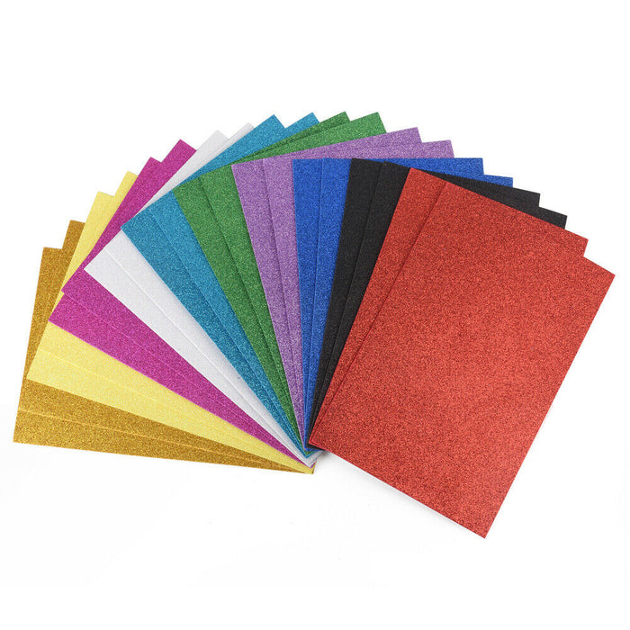 ewtshop 20 Blatt Glitzer Moosgummi in 10 Farben,  Format DIN A4, Bastelarbeiten - ewtshop