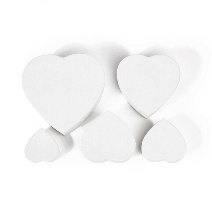 ewtshop Kraftpapierboxen in Herzform, 5 Stück, weiß, 5 Verschiedene Größen