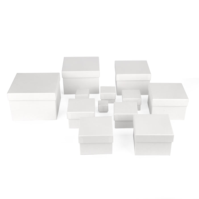 ewtshop Geschenkboxen, weiß, 12er Set, stabiles Material mit weißem Kraftpapier